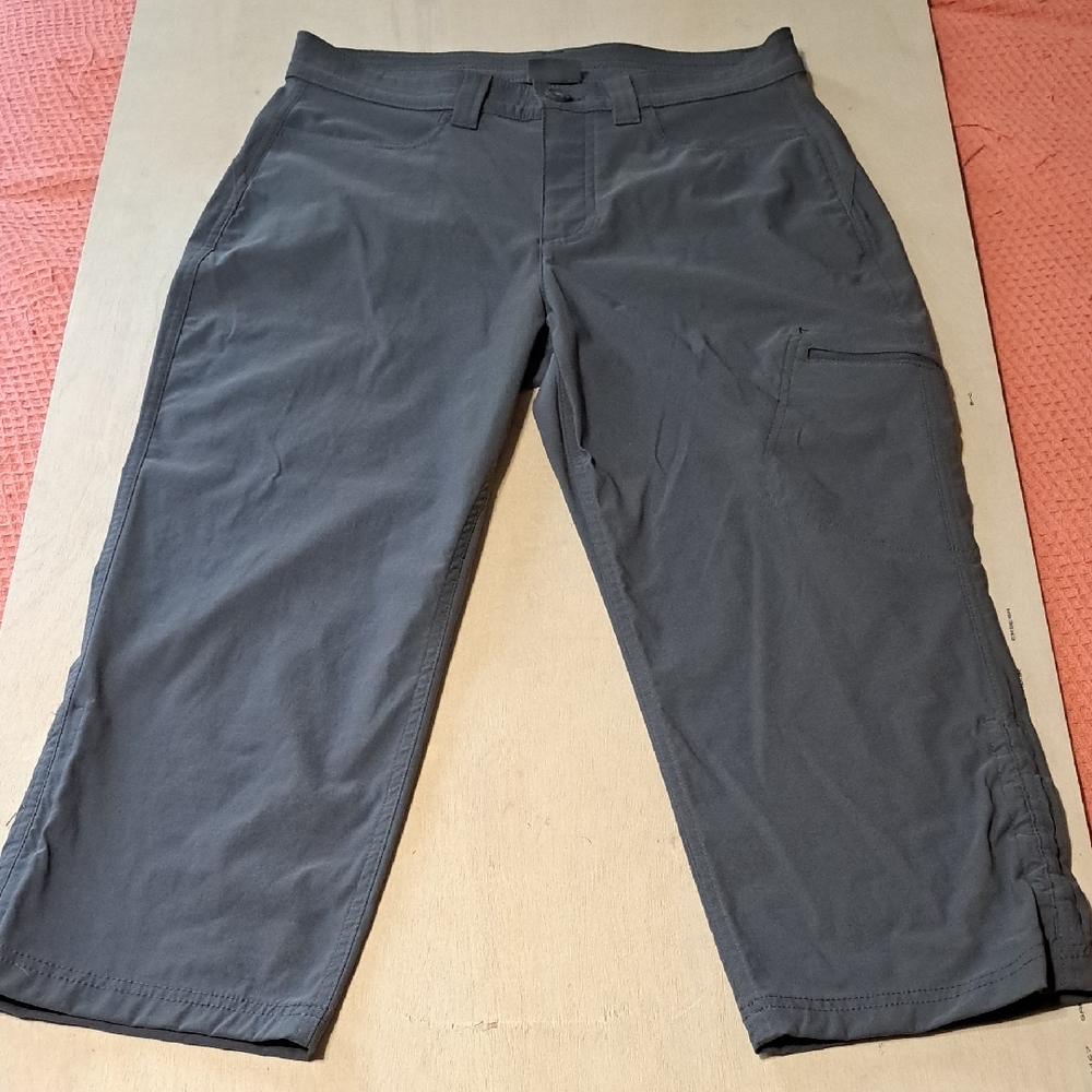 PA39 Eddie Bauer Charcoal Cropped Hiking Pant Lightweight Stretch Cargo Pockets - Picture 3 of 11